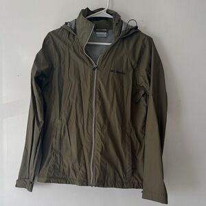 Columbia Olive Green Hooded Rain Jacket
